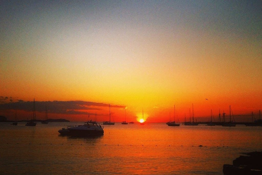 boats at sunset ibiza