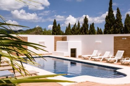 Pool area from the garden at pep luis ibiza
